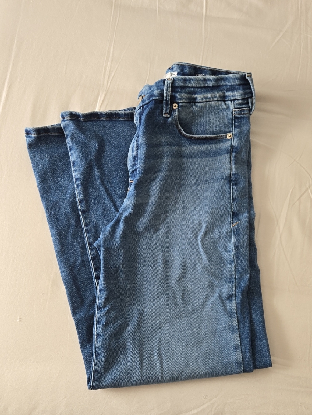 GOOD AMERICAN Soft Tech Palazzo Jeans, Petite, Indigo 986